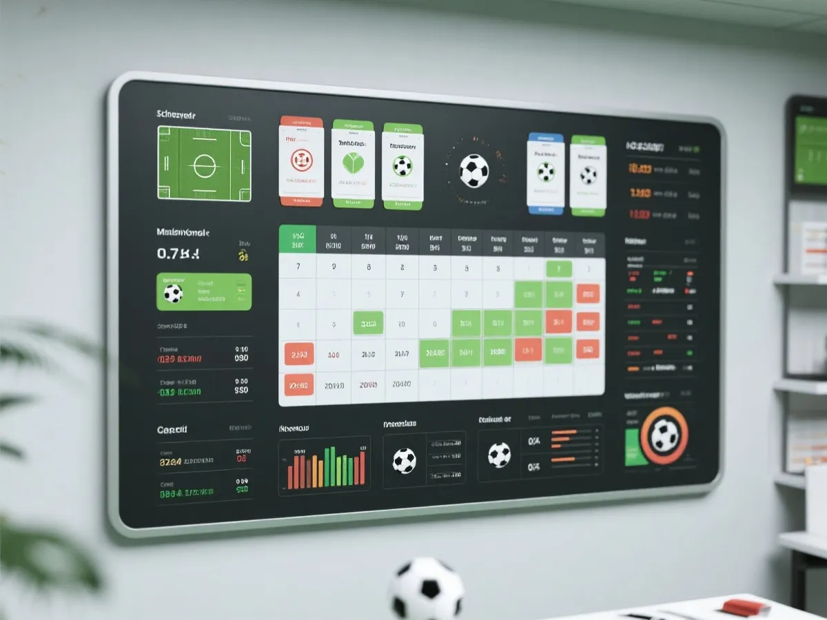 足球賽程表與比分數據示意圖